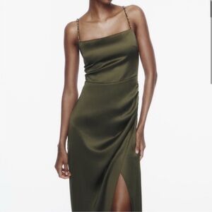Zara Beaded Satin Slip Dress